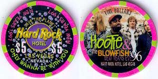 HARD ROCK HOTEL HOOTIE & THE BLOWFISH $5 Casino Chip Las Vegas NV 1996 